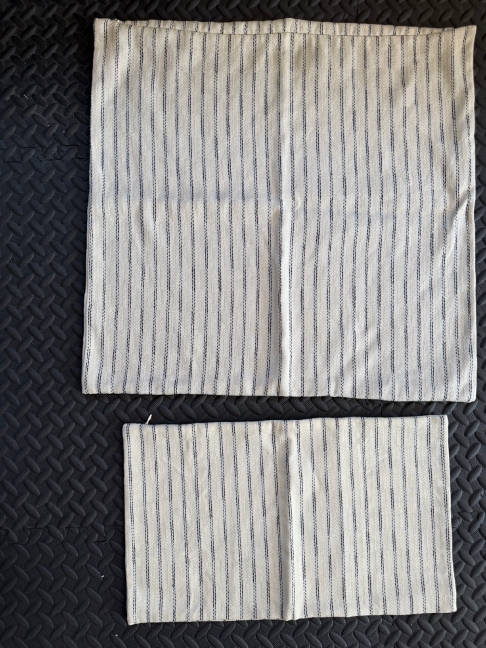 Striped Navy on Cream Euro Shams and Lumbar Shams
